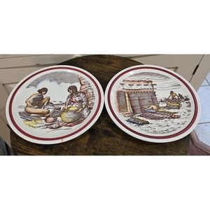 Vernon Kilns Plates, Set of 2, Bits of the Southwest 1950s‎